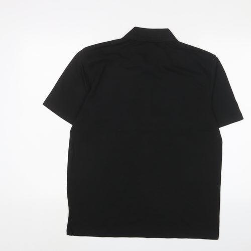 Uneek Mens Black Cotton Polo Size M Collared Button