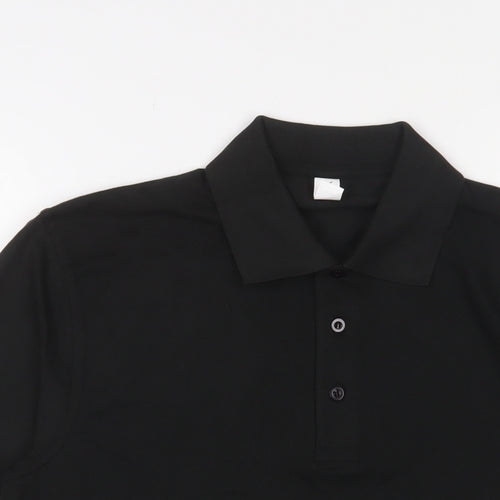 Uneek Mens Black Cotton Polo Size M Collared Button