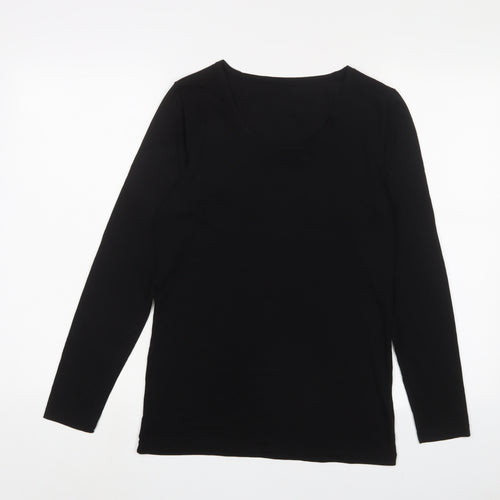 Marks and Spencer Womens Black Viscose Basic T-Shirt Size 18 Crew Neck - Thermal