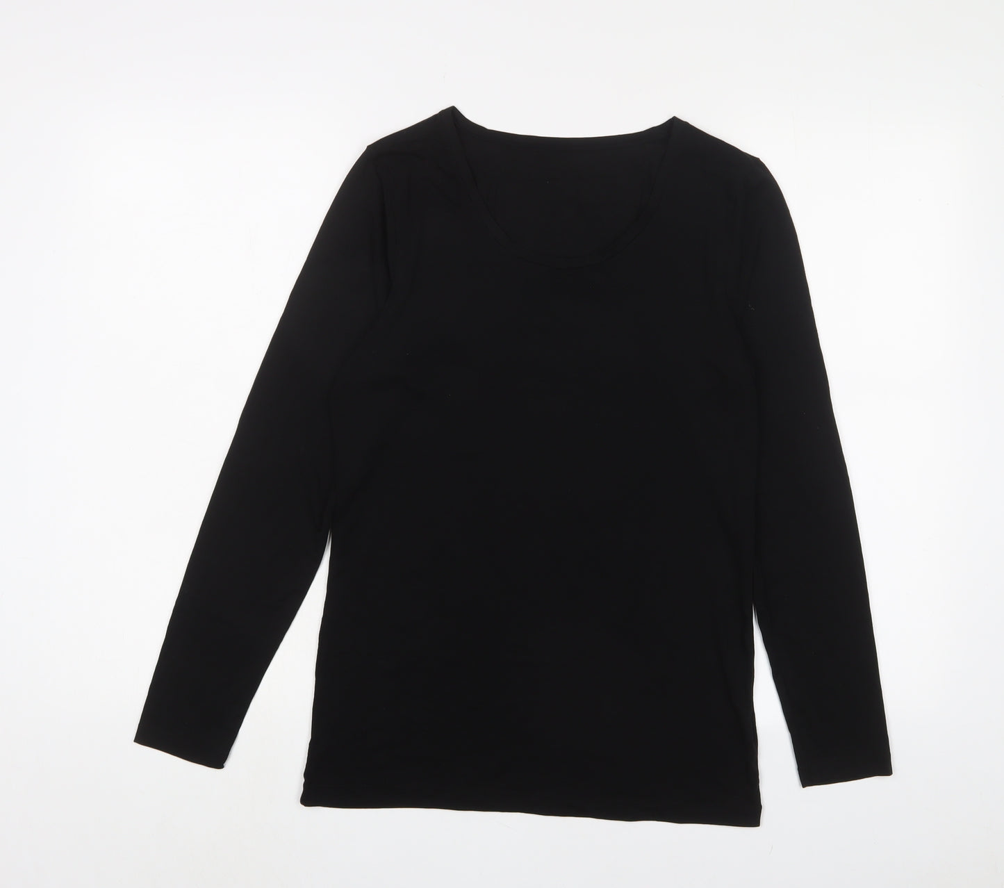 Marks and Spencer Womens Black Viscose Basic T-Shirt Size 18 Crew Neck - Thermal