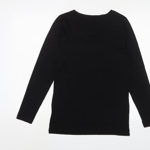 Marks and Spencer Womens Black Viscose Basic T-Shirt Size 18 Crew Neck - Thermal