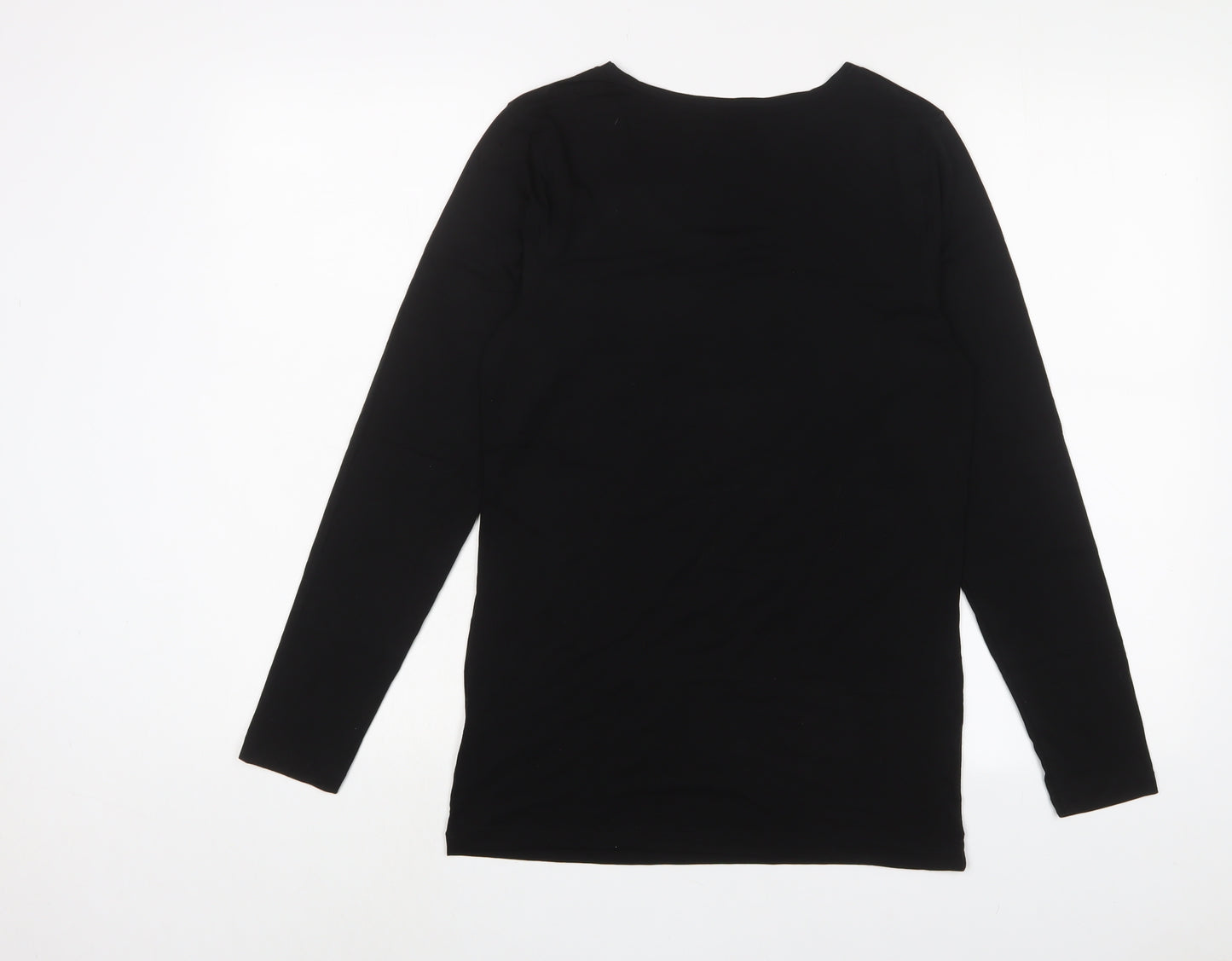 Marks and Spencer Womens Black Viscose Basic T-Shirt Size 18 Crew Neck - Thermal