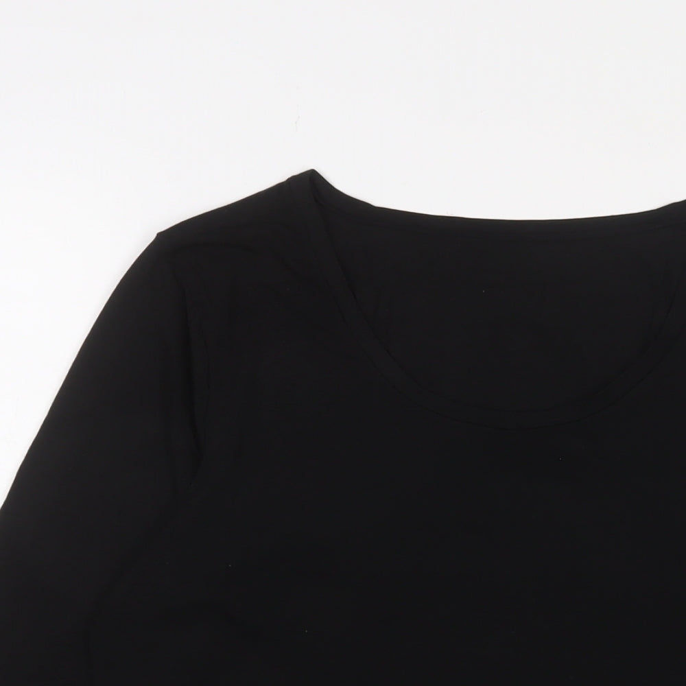 Marks and Spencer Womens Black Viscose Basic T-Shirt Size 18 Crew Neck - Thermal