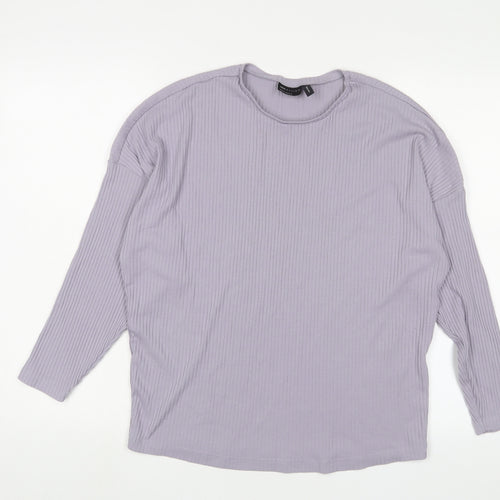 ASOS Womens Purple Polyester Basic T-Shirt Size 8 Crew Neck