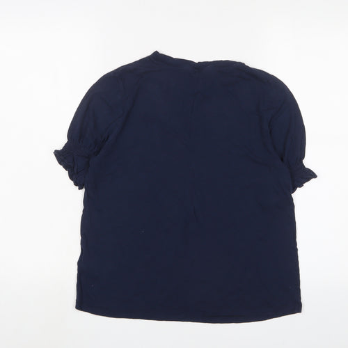 Marks and Spencer Womens Blue Cotton Basic T-Shirt Size 10 Crew Neck