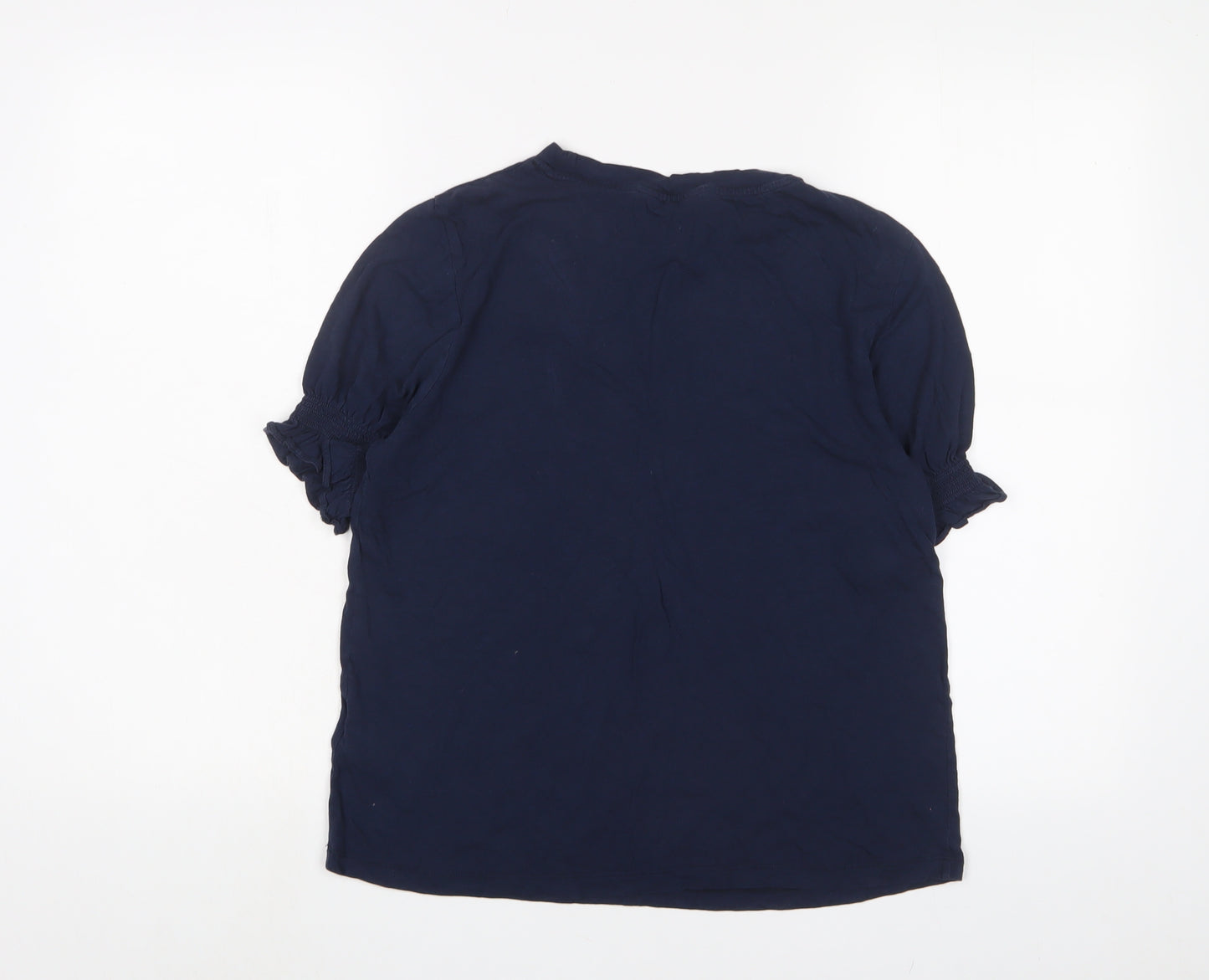 Marks and Spencer Womens Blue Cotton Basic T-Shirt Size 10 Crew Neck