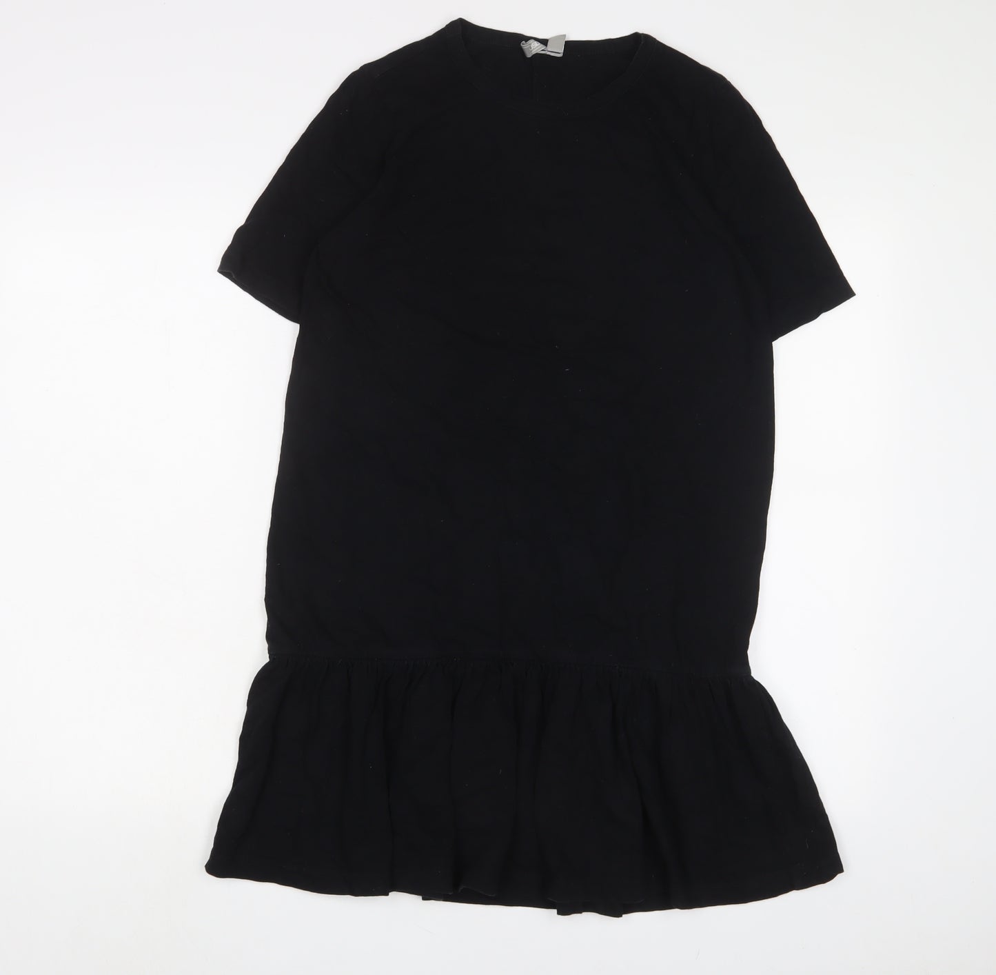 ASOS Womens Black Cotton T-Shirt Dress Size 6 Crew Neck Pullover