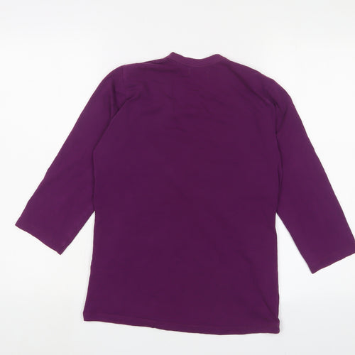 Zara Womens Purple Cotton Basic T-Shirt Size L V-Neck