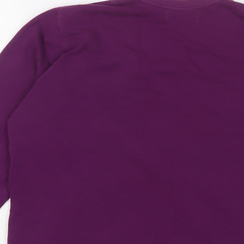 Zara Womens Purple Cotton Basic T-Shirt Size L V-Neck