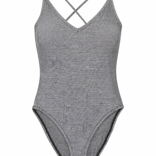 FOREVER 21 Womens White Striped Cotton Bodysuit One-Piece Size S Snap