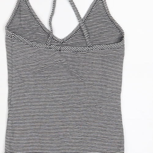 FOREVER 21 Womens White Striped Cotton Bodysuit One-Piece Size S Snap