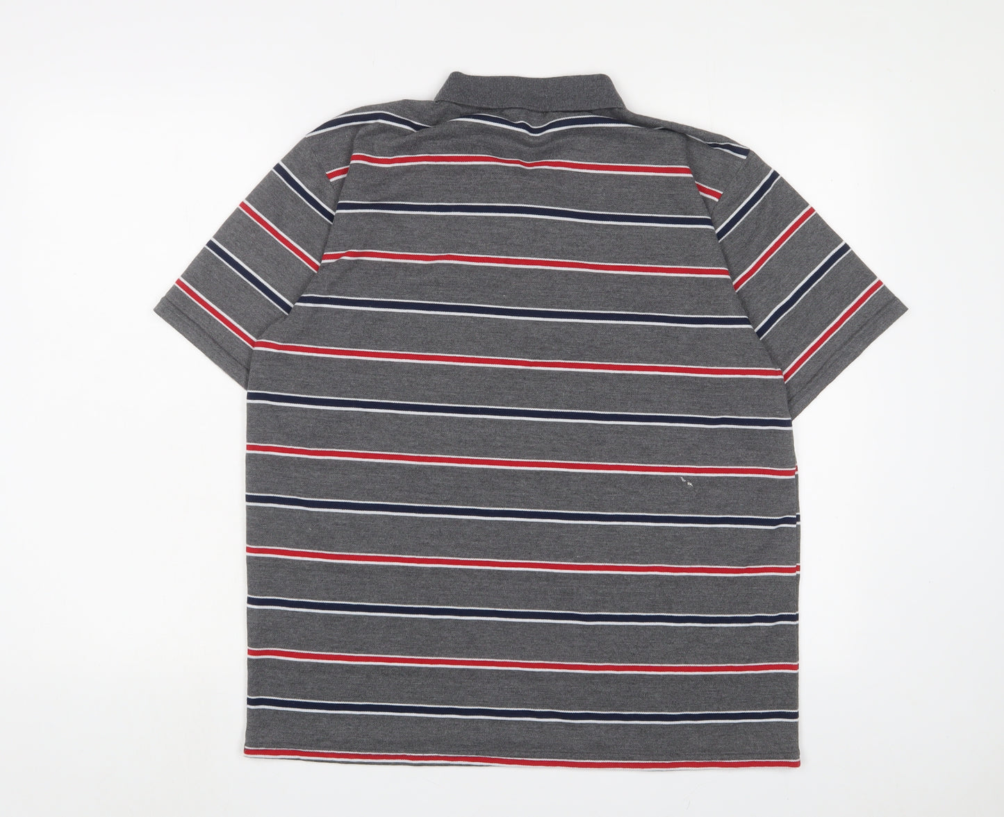 Fight the wolf Mens Grey Striped Polyester Polo Size XL Collared Button