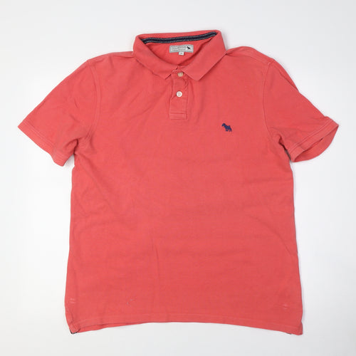 Jack Russell Men's Orange Cotton Polo, Size M