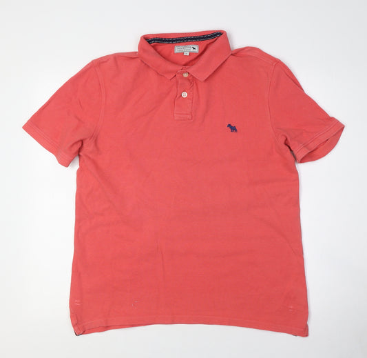 Jack Russell Men's Orange Cotton Polo, Size M