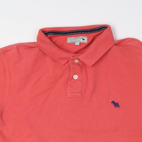 Jack Russell Men's Orange Cotton Polo, Size M