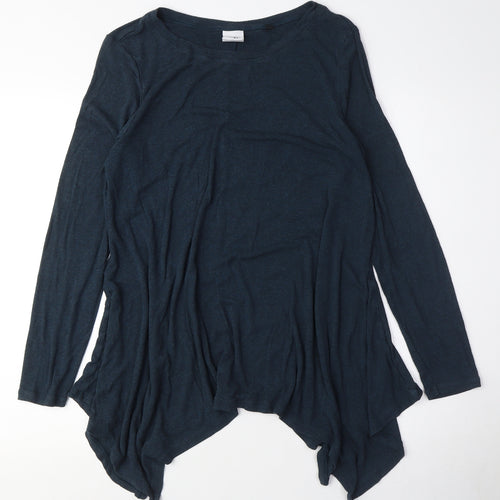 Women's Blue Long Sleeve Basic T-Shirt, Size S