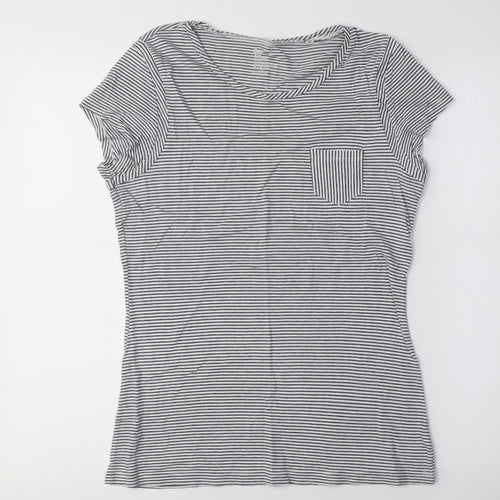 Gap Women's Black Striped T-Shirt, Medium, Casual