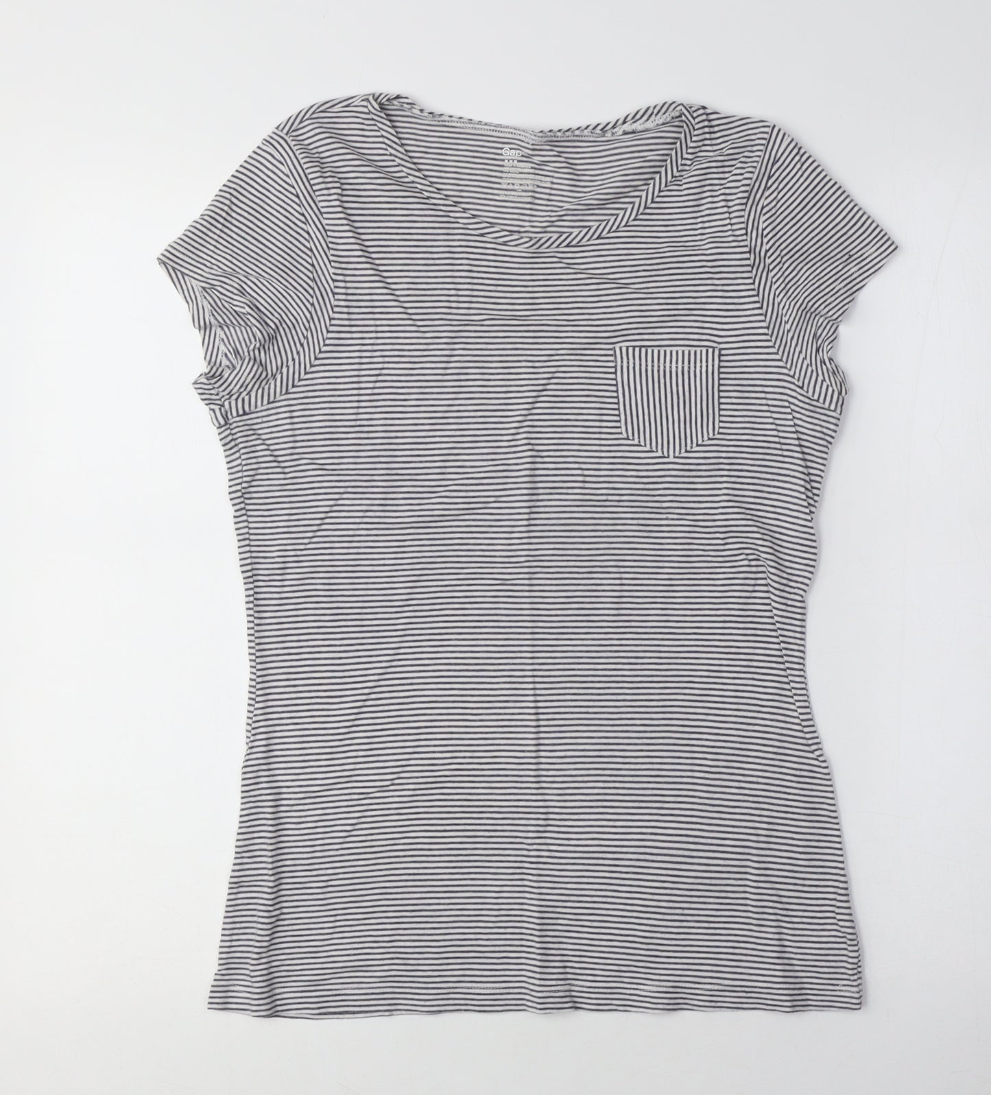 Gap Women's Black Striped T-Shirt, Medium, Casual