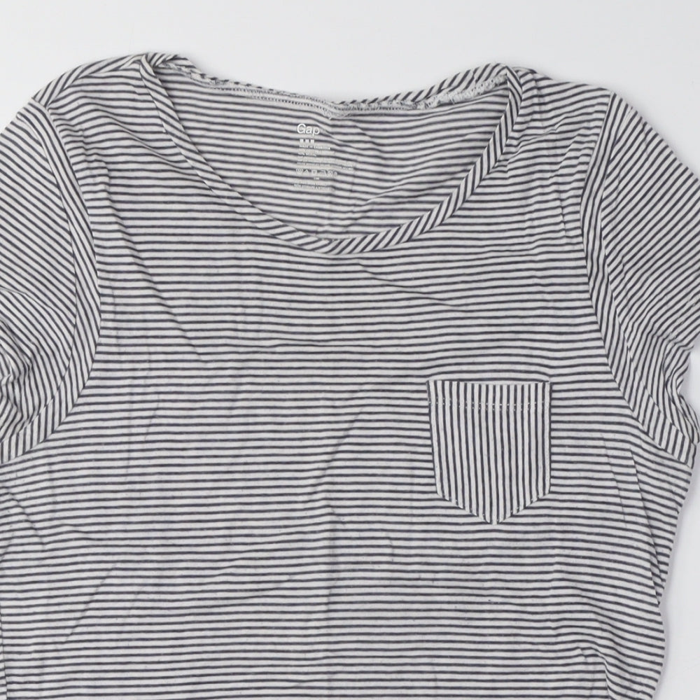 Gap Women's Black Striped T-Shirt, Medium, Casual