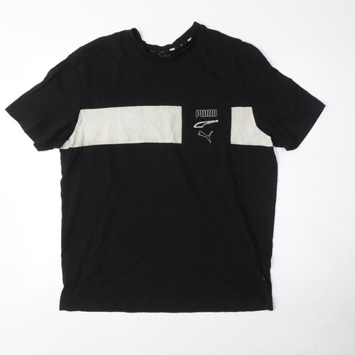 Puma Men's Black Medium Colourblock T-Shirt