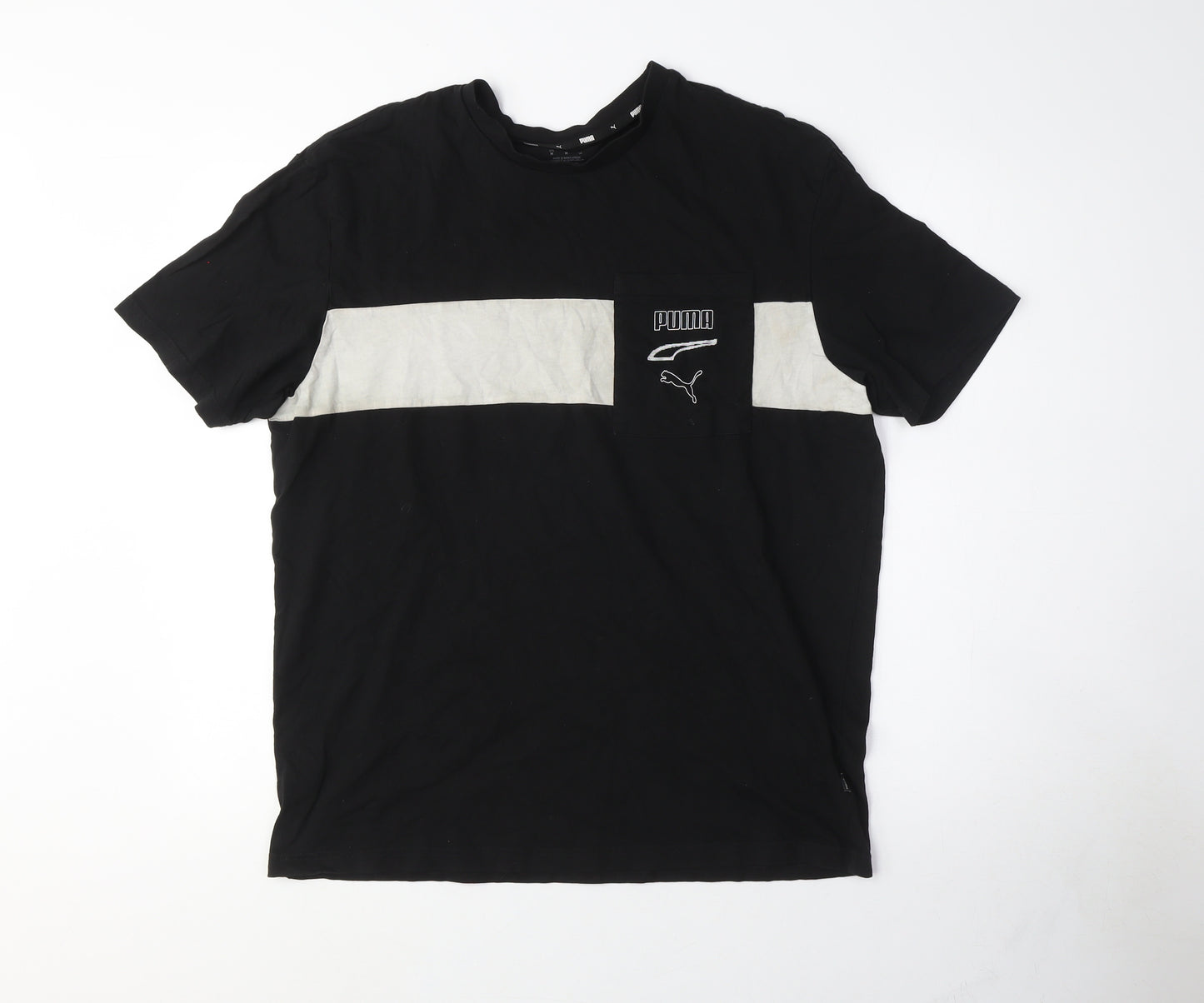 Puma Men's Black Medium Colourblock T-Shirt