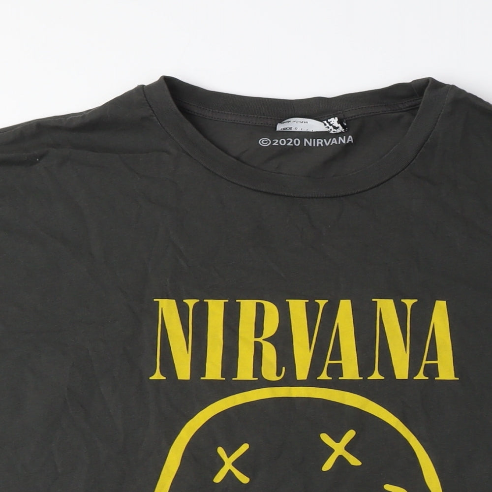 Nirvana Black Crew Neck Unisex T-Shirt - Size L