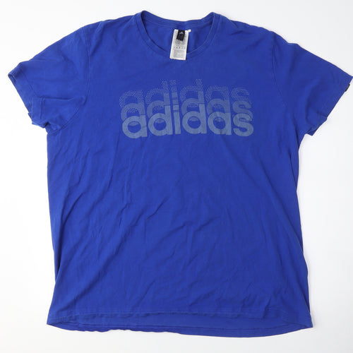 Adidas Men's Blue T-Shirt, Size L, Logo Detail