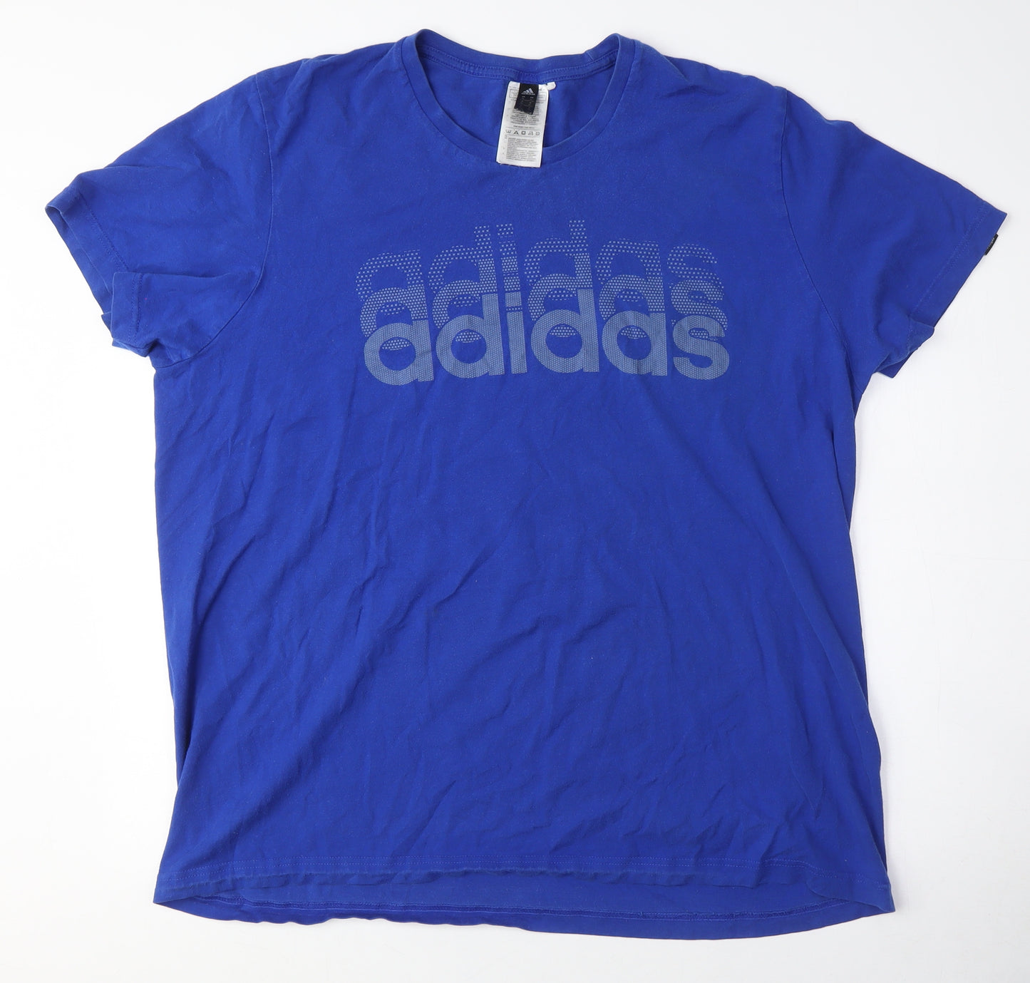 Adidas Men's Blue T-Shirt, Size L, Logo Detail