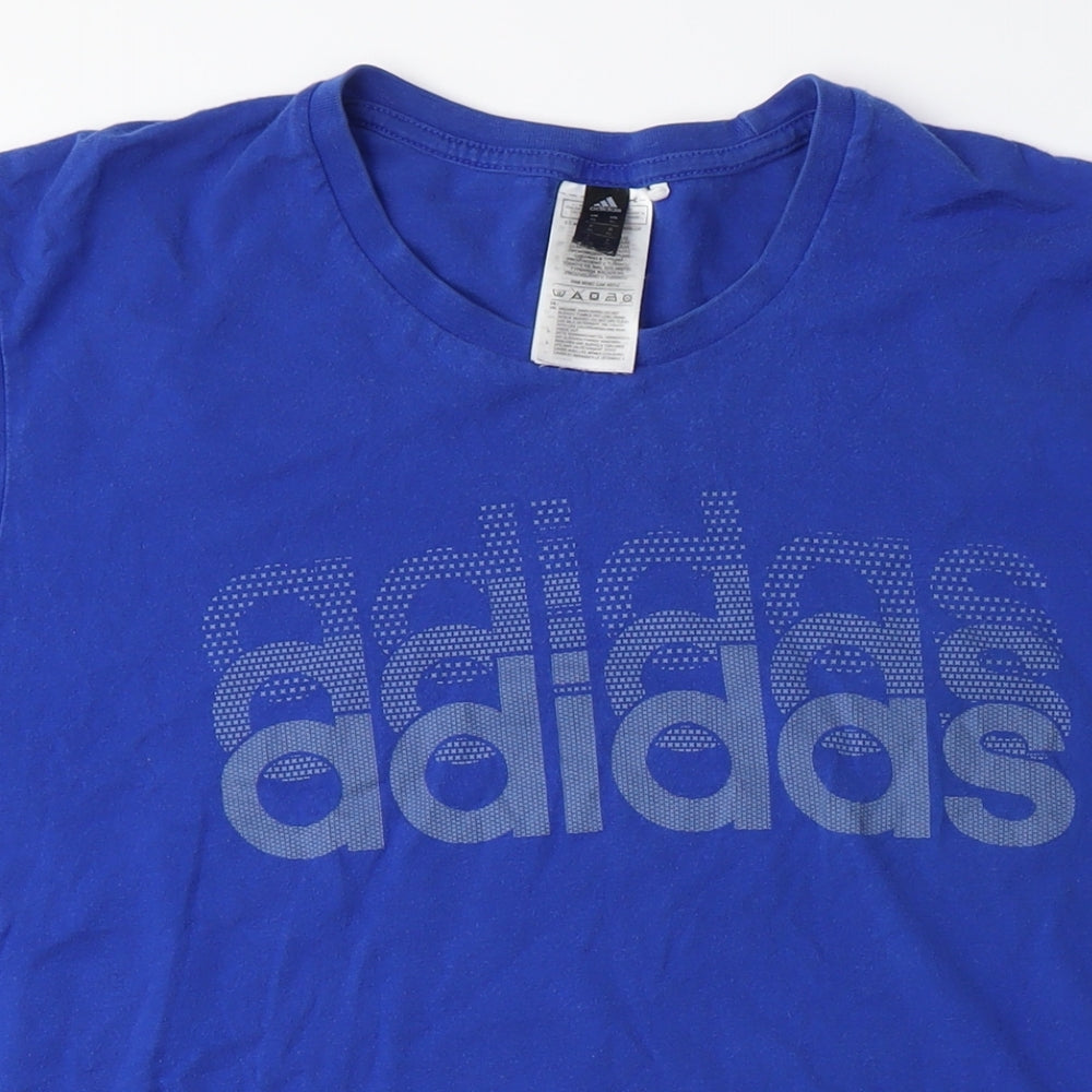 Adidas Men's Blue T-Shirt, Size L, Logo Detail