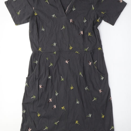 White Stuff Women's Black M Shift Dress with Embroidery