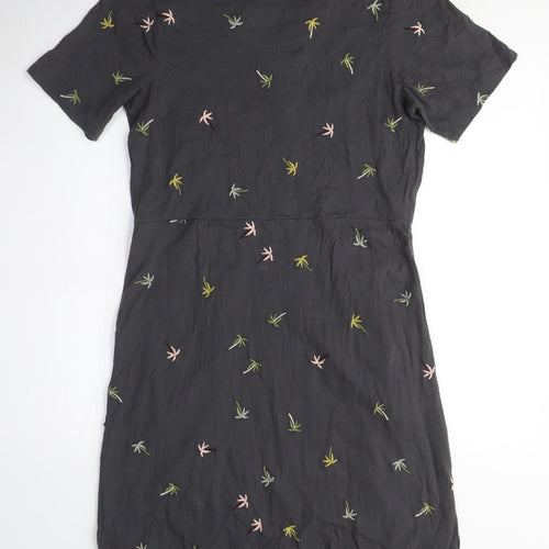 White Stuff Women's Black M Shift Dress with Embroidery