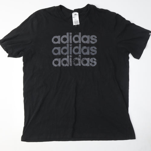 Adidas Men's Black Logo T-Shirt, Size L, Sports Style