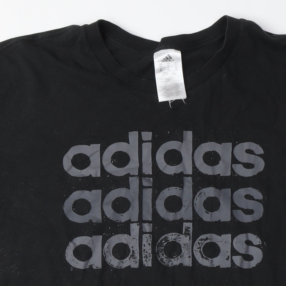 Adidas Men's Black Logo T-Shirt, Size L, Sports Style