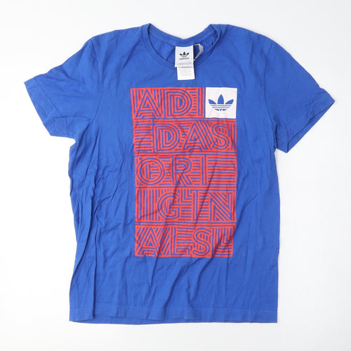 Adidas Men's Blue Graphic Print T-Shirt Medium