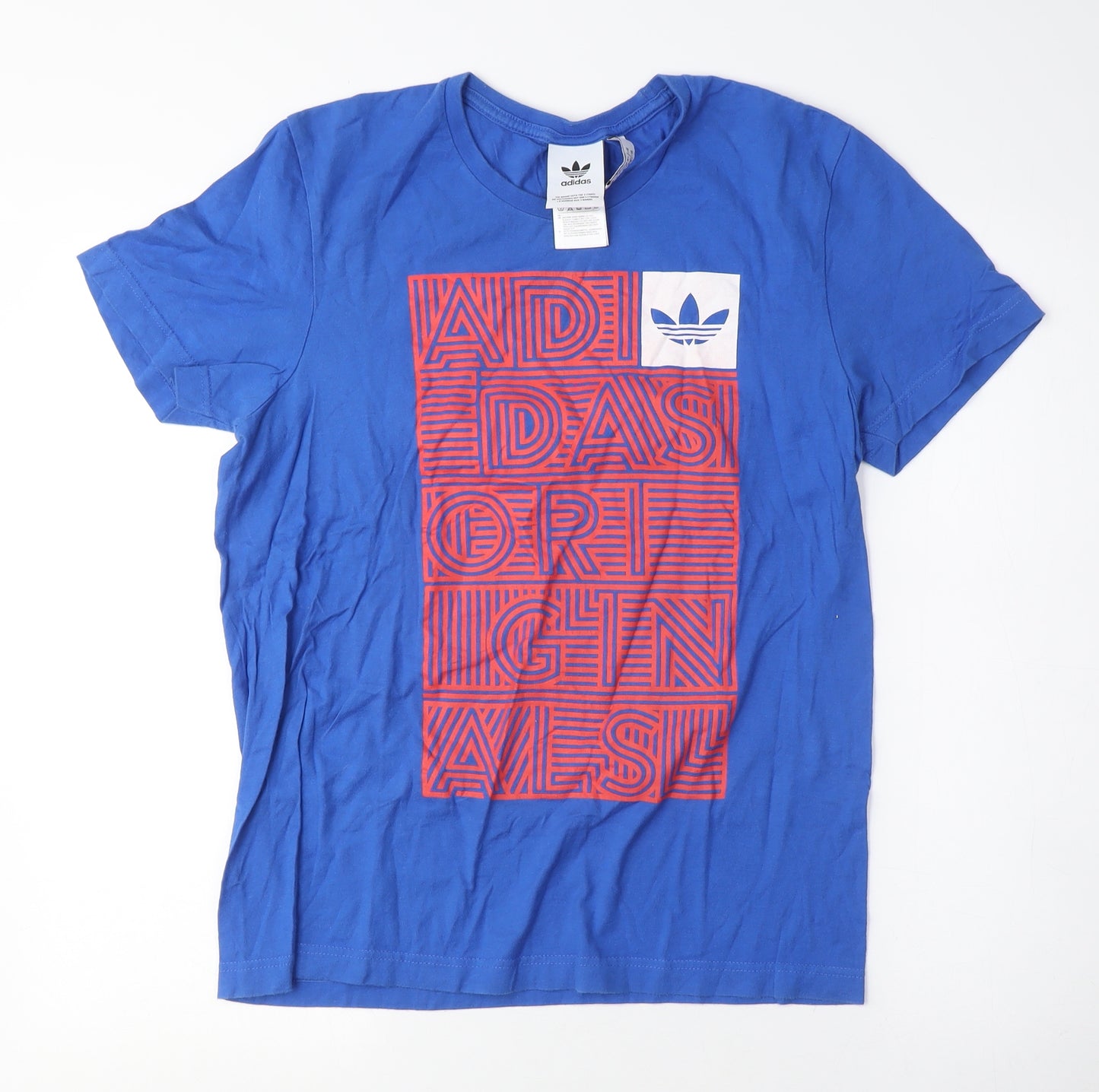 Adidas Men's Blue Graphic Print T-Shirt Medium