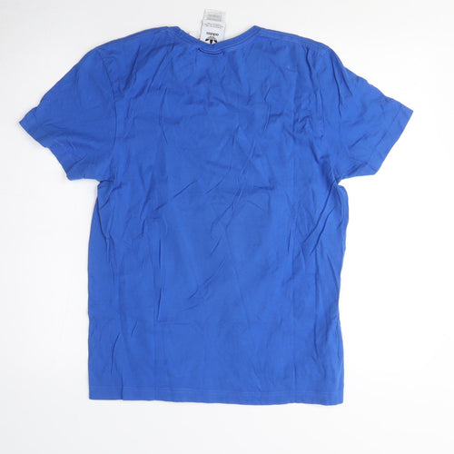Adidas Men's Blue Graphic Print T-Shirt Medium