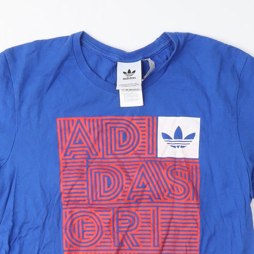 Adidas Men's Blue Graphic Print T-Shirt Medium