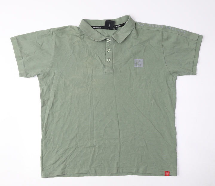 Duck and Cover Men's XL Green Collared T-Shirt