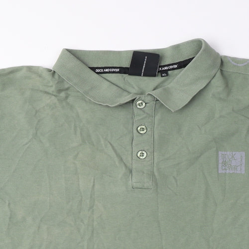 Duck and Cover Men's XL Green Collared T-Shirt