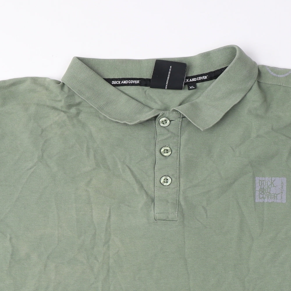 Duck and Cover Men's XL Green Collared T-Shirt