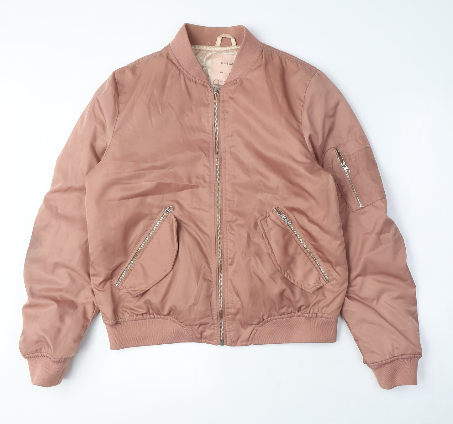 Pull & Bear Women's Brown Bomber Jacket Size L Casual