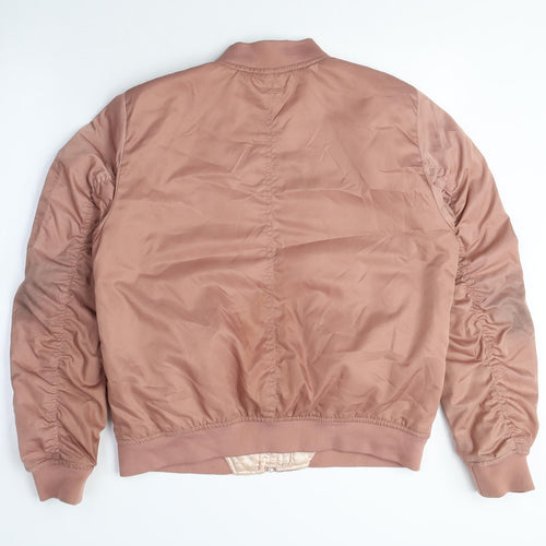 Pull & Bear Women's Brown Bomber Jacket Size L Casual