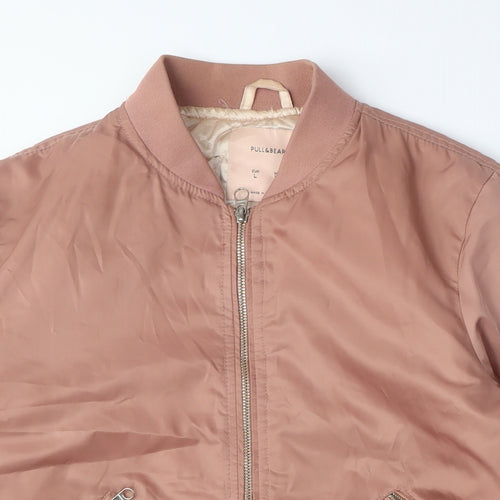 Pull & Bear Women's Brown Bomber Jacket Size L Casual