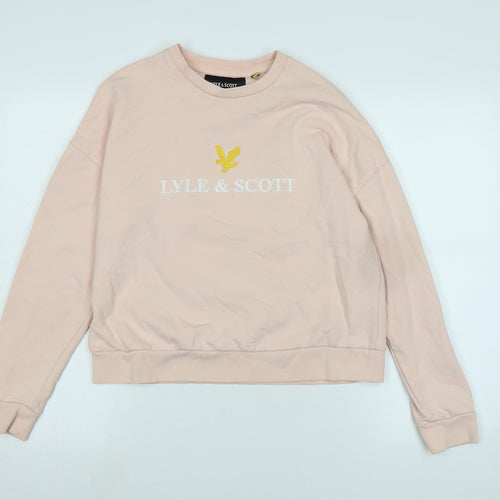 Lyle & Scott Womens Pink Polyester Pullover Sweatshirt Size M - Logo - Lyle & Scott