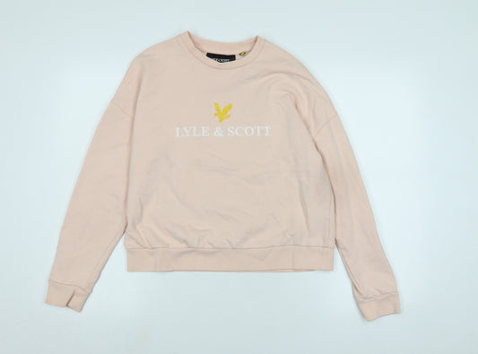 Lyle & Scott Womens Pink Polyester Pullover Sweatshirt Size M - Logo - Lyle & Scott