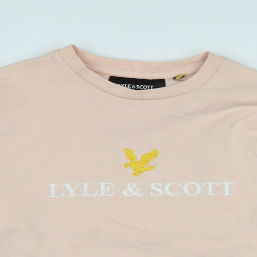 Lyle & Scott Womens Pink Polyester Pullover Sweatshirt Size M - Logo - Lyle & Scott