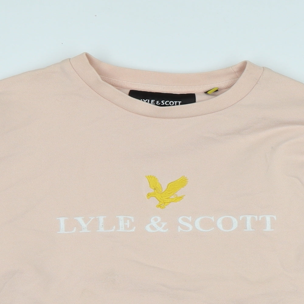 Lyle & Scott Womens Pink Polyester Pullover Sweatshirt Size M - Logo - Lyle & Scott