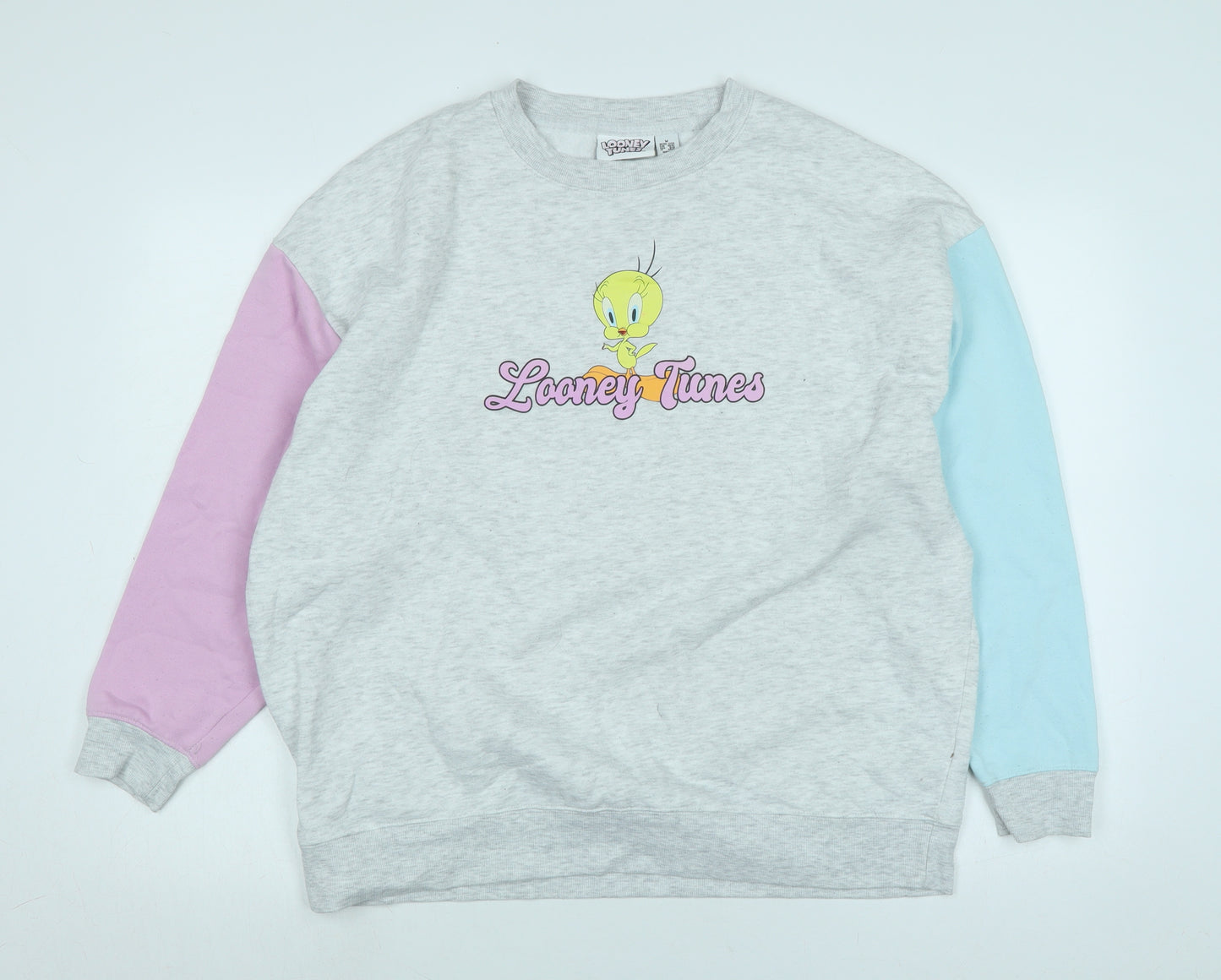 Looney Tunes Womens Grey Polyester Pullover Sweatshirt Size M - Logo- Looney Tunes