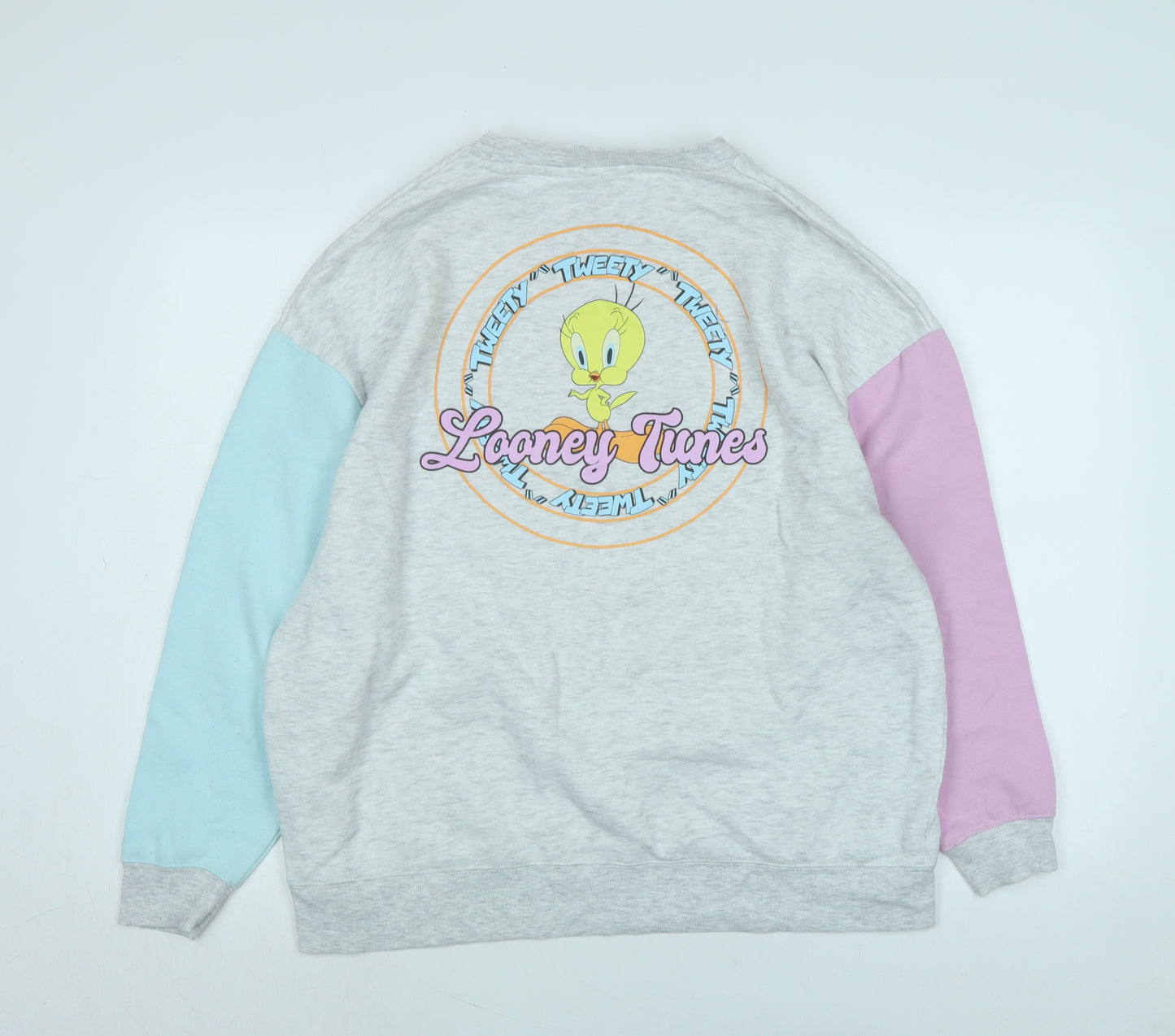 Looney Tunes Womens Grey Polyester Pullover Sweatshirt Size M - Logo- Looney Tunes