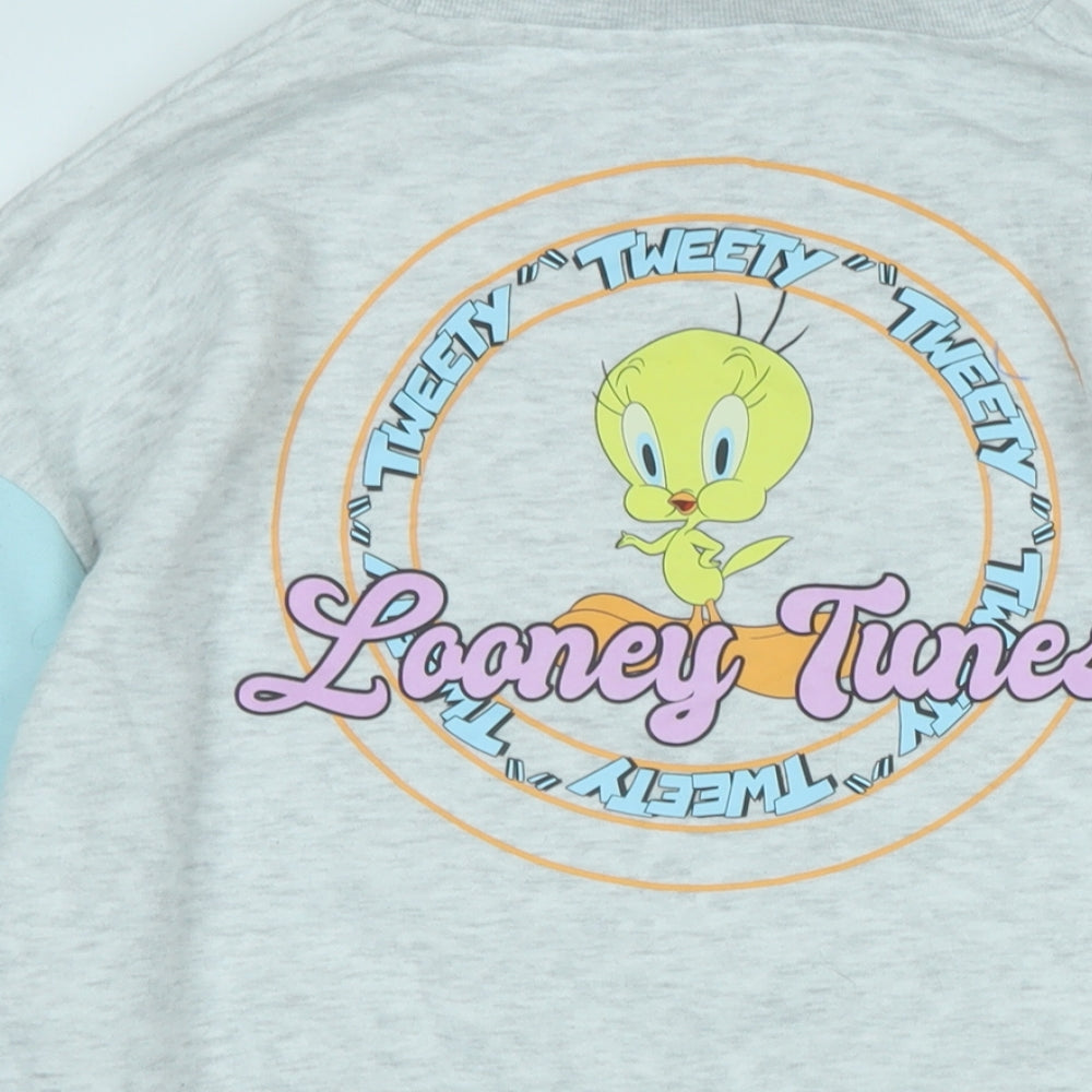 Looney Tunes Womens Grey Polyester Pullover Sweatshirt Size M - Logo- Looney Tunes